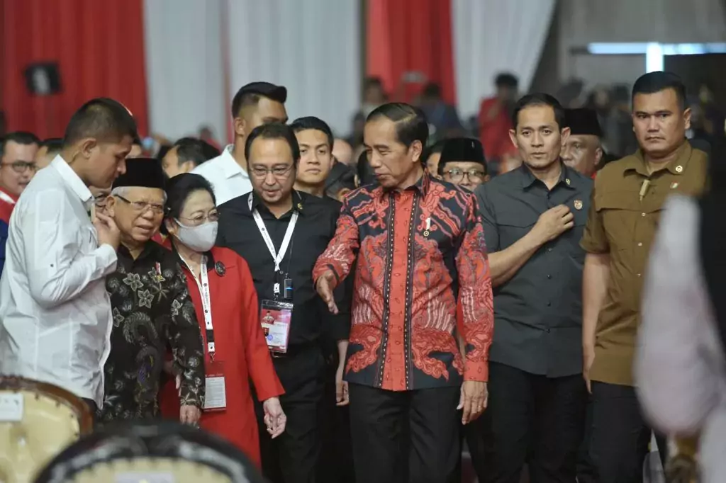 Presiden Jokowi saat menghadiri pembukaan Rakernas IV PDIP, di JI-EXPO, Kemayoran, Jakarta, Jumat (29/09/2023) siang. (Foto: Humas Setkab)